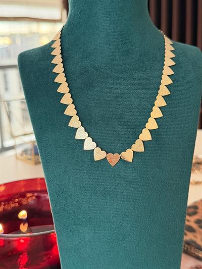 14k Kaplama , Sıralı Kalp Kolye