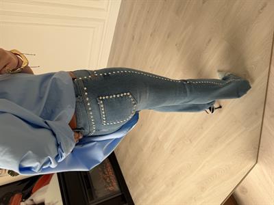 Orijinal Marka , Yanı Zımbalı , Likralı Mavi İspanyol Jean