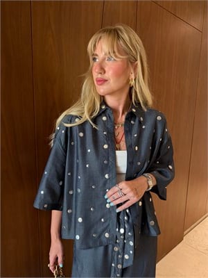 Orijinal Model , Metal Zımbalı , Lacivert Tencel Takım