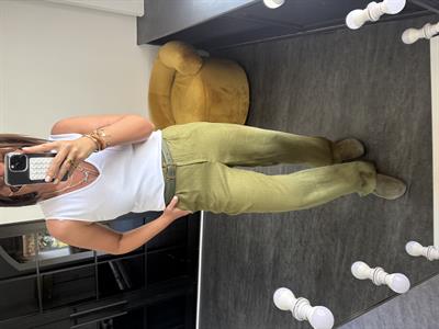 Orijinal Marka %100 Keten Haki Palazzo Pantolon