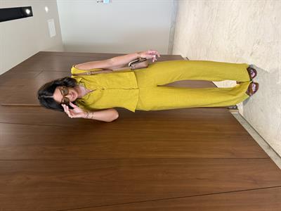 %100 İthal Keten , Premium , Hardal Gömlek Takım