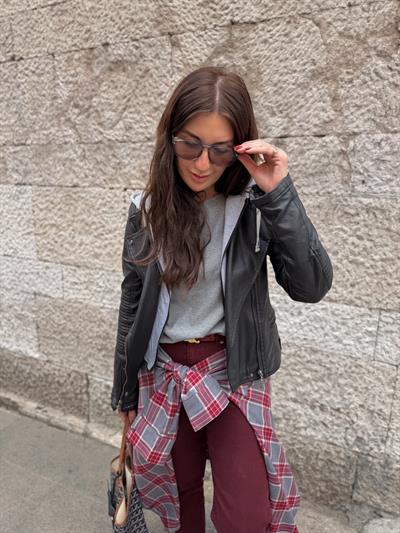 Çıkabilir Kapişonlu , Siyah Deri Ceket