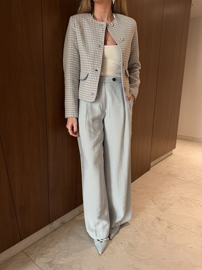 Orijinal Marka Buz Mavisi Tencel Palazzo Pantalon