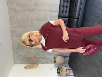 Yandan Fermuarlı , Bordo Triko Süveter