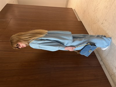%100 Tencel Buz Mavisi Gömlek Pantalon Takım