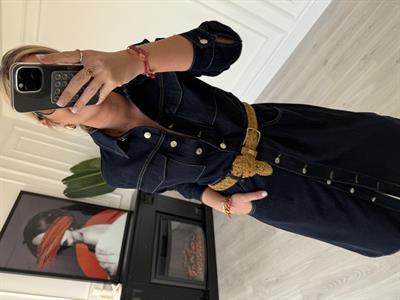 Premium Tencel Jean, Kuşaklı Gömlek Elbise