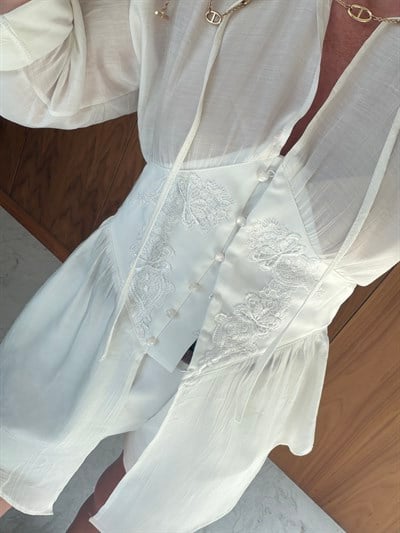 Orijinal Model , Dantel İşlemeli , Korseli Tencel Gömlek