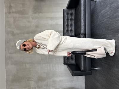 Dokulu Sweat & Pantolon , Ekru Takım