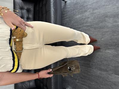 Likralı , Bej , İspanyol Paça , Jean Pantolon 