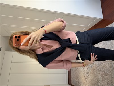 Modal Bağlama Detaylı , Pembe Gömlek