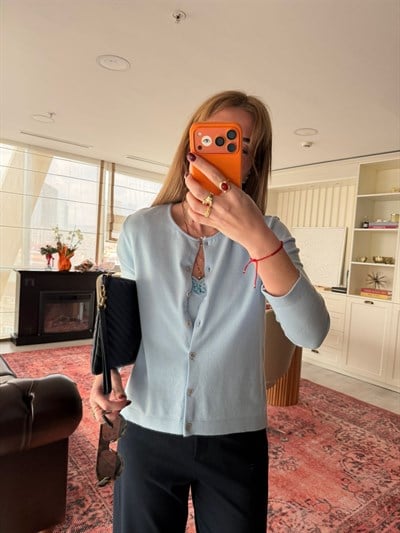 Dantel Bluzlu , Bebe Mavisi Merserize Takım