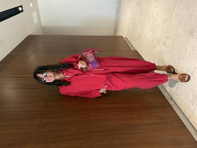 Tencel Modal , Nar Çiçeği , Gömlek Pantalon Takım