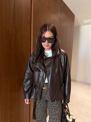 Kuşaklı , Acıkahve , Premium Deri Ceket