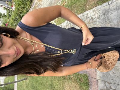 Kalın Askılı , Lacivert Modal Bluz