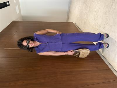 %100 İthal Keten , Premium , Mor Gömlek Takım