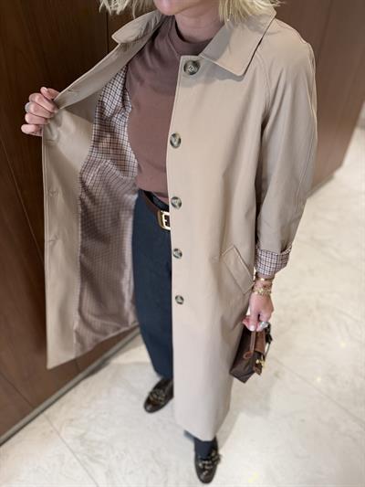 İçi Ekose Astarlı , Camel , Premium Trençkot