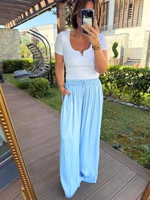 Beli Lastikli , Bebe Mavisi , Saten Pantolon