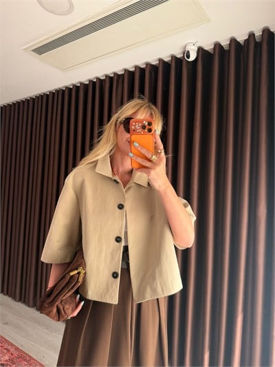 Orijinal Model Yarım Kol Camel Trençkot