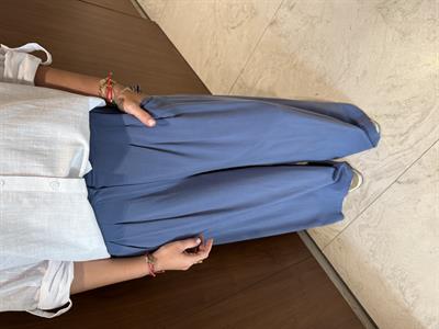 Premium , Arka Beli Lastikli , İndigo Tencel Palazzo