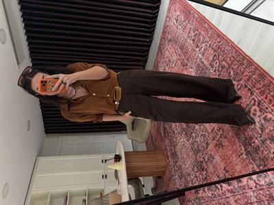 Yanları Süet Biyeli Acıkahve Palazzo Pantalon