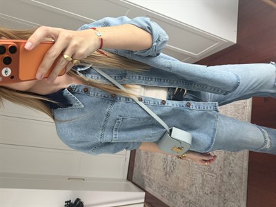 Orijinal Model , Lacivert Dantel İşlemeli , Tensel Jean Gömlek
