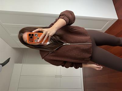Taş Çakımlı , Parıltılı , Acı Kahve Sweatshirt
