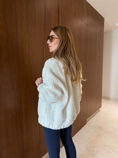 Ekru , Düğmeli Teddy Mont