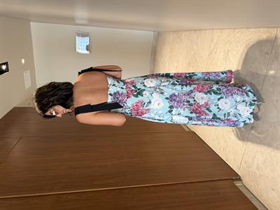 Siyah Kurdeleli , Ortanca Desenli , Uzun Elbise