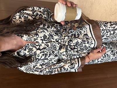 Siyah Desenli , Pantolon & Gömlek , Saten Takım