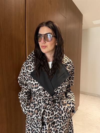 Leopar Desenli , Premium Trençkot