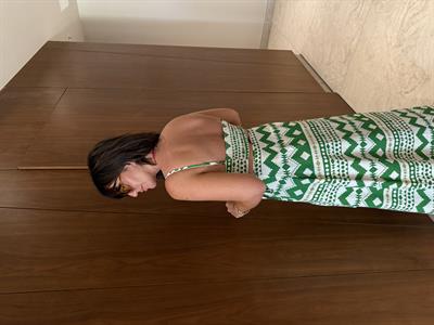 Yeşil Geometrik Desenli , Crop & Etek Takım