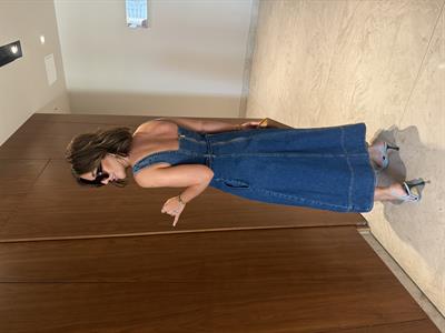 Orijinal Marka , Gold Düğme Detaylı , Kemerli , Premium Jean Elbise