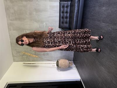 Leopar Desenli , Premium Tiril Elbise