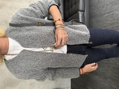 Önden Çift Frermuarlı , Kırçıllı Gri Ceket