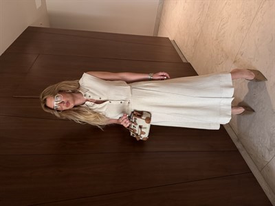 Orijinal Model , Taba Dikişli , Etek & Gömlek , Premium Bej Takım