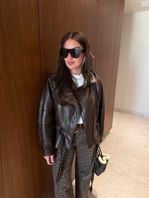 Kuşaklı , Acıkahve , Premium Deri Ceket