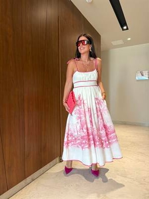 Pembe Biyeli , Pembe Desenli , Omuz Baglamalı , Tasarım Elbise