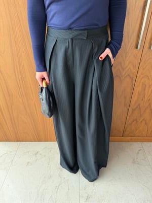 Çizgili , Lacivert , Tasarım Palazzo Pantolon