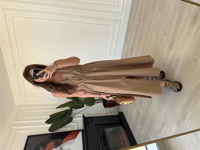 Orijinal Model , Önden Fermuarlı , Beli Ayarlamalı , Camel Elbise