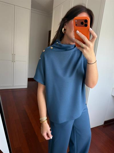 Orijinal Marka , Omzu Gold Detaylı , İndigo , Tok Modal Takım