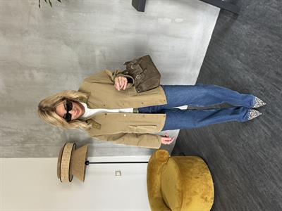 Kadife Yaka , Haki , Premium Kapitone Mont