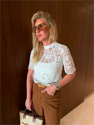 Arkası Fiyonklu , Dantel Bluz