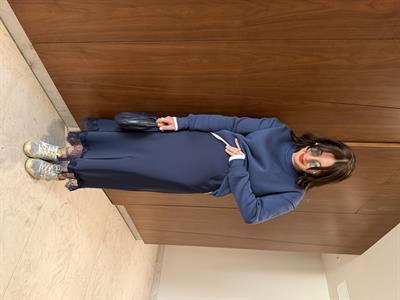 Ucu Dantel Detaylı , Beli Lastikli , Lacivert Saten Etek 