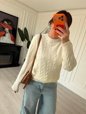 Saç Örgülü , Ekru Triko