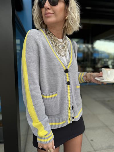 Orijinal Model , Sarı & Gri Mix , Triko Hırka