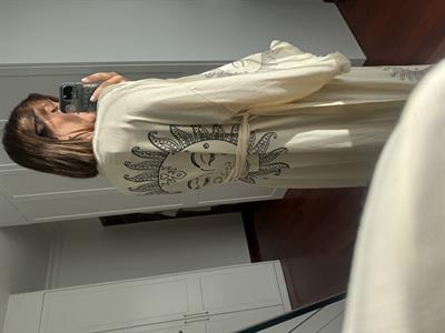Güneş Desen İşlemeli , Taş Rengi Kimono