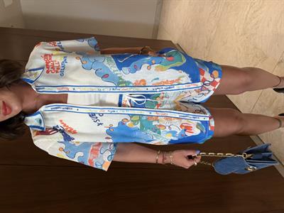 Mavi Desenli , Şort & Gömlek Takım