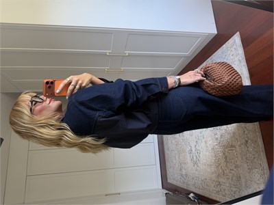 Orijinal Model, Derii Yakalı, Poplin Mix Ceket & Pantalon Jean Takım