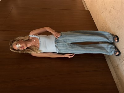Çizgili Mavi , Yumuşacık Tencel , Jean Pantolon