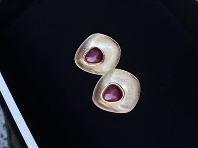 Orijinal Model , Mng , Bordo Taşlı Vintage Küpe